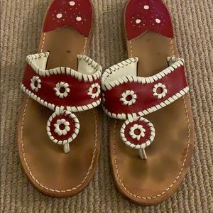 Jack Rogers sandals in red and white
